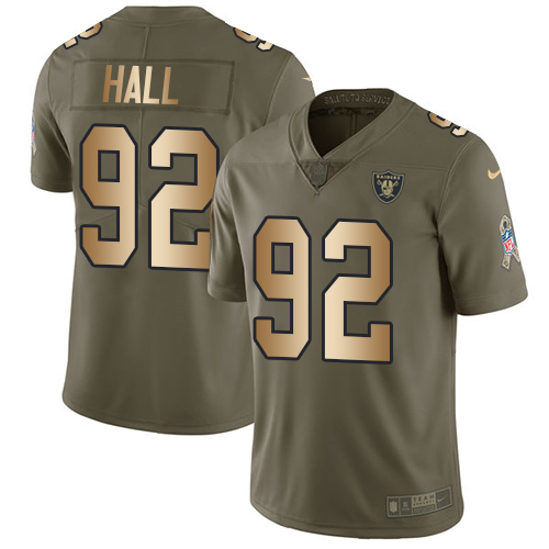 Nike Raiders #92 P.J. Hall Olive/Gold Men's Stitched NFL Limited Salute To Service Jersey